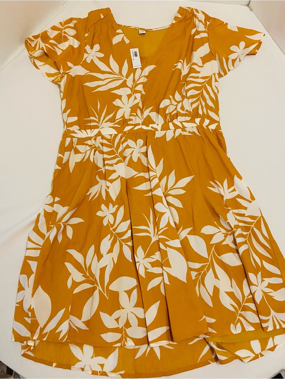 Old Navy Mustard Yellow Scoop Neck Dress with White Trim